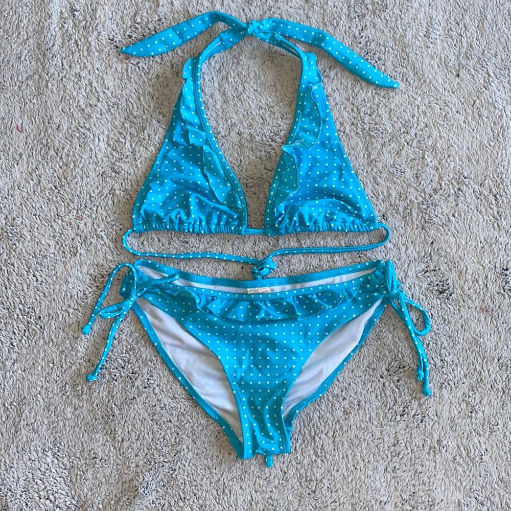 🪞 dotted halter tie side bikini 2 piece set